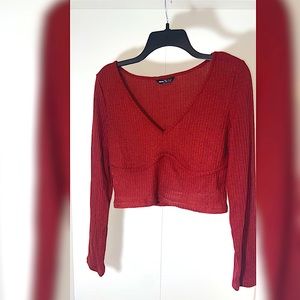 Long Sleeve Wine Fashion Top